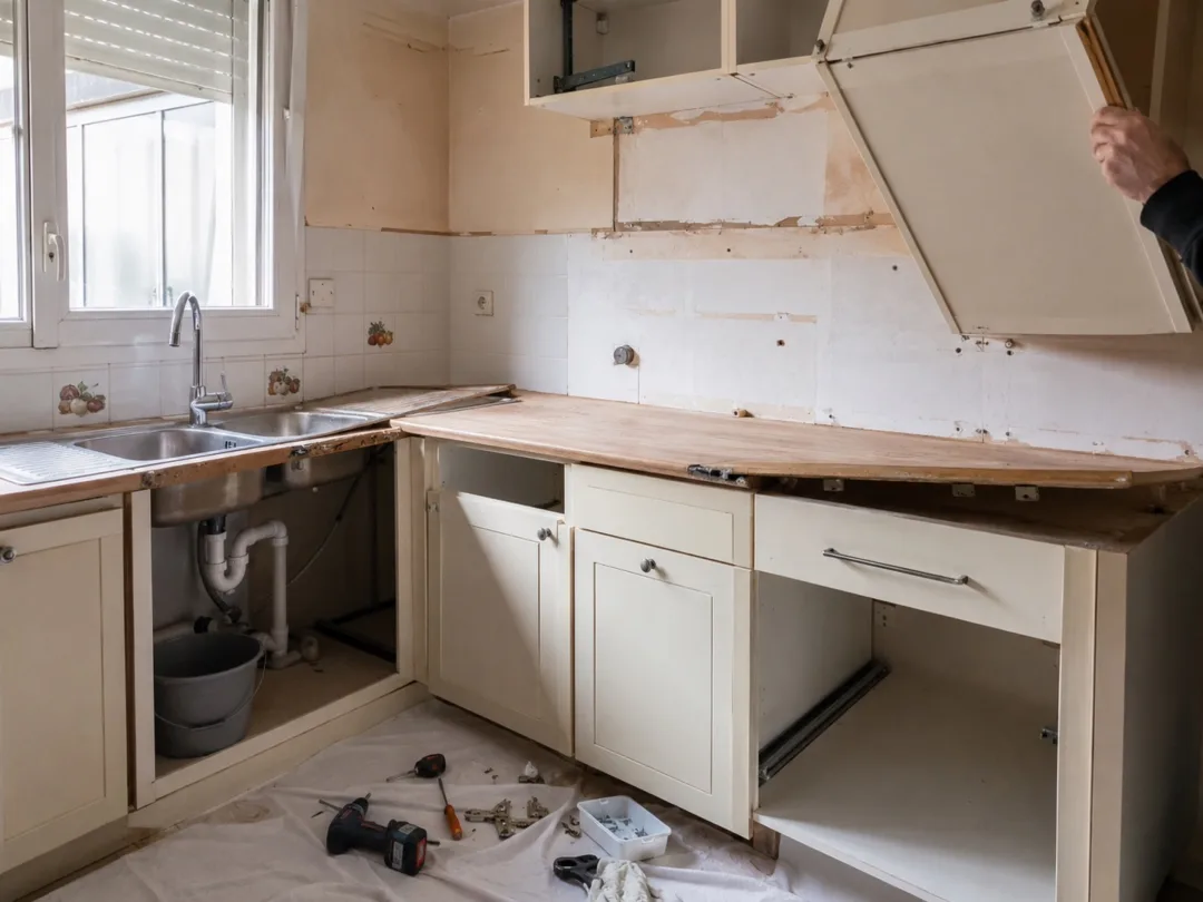 Een oude keuken demonteren